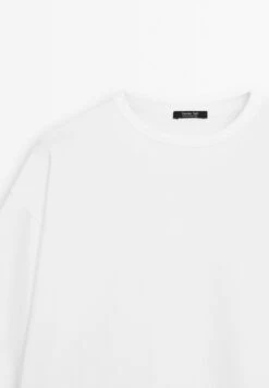 Massimo Dutti OVERSIZE HEAVY WEIGHT - Basic T-shirt - White -Massimo Dutti Shop 41098d9c1dce4668a399ab577bc34573
