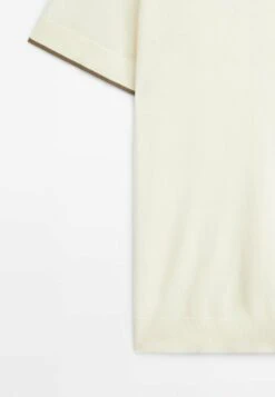 Massimo Dutti Contrast Short Sleeve- Polo Shirt - Beige -Massimo Dutti Shop 415a061fba8e47b29fb173c29a394950