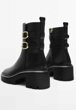 Massimo Dutti With Track And Buckles - Classic Ankle Boots - Black -Massimo Dutti Shop 415b8c26907e43b6ba77724b62cece6a