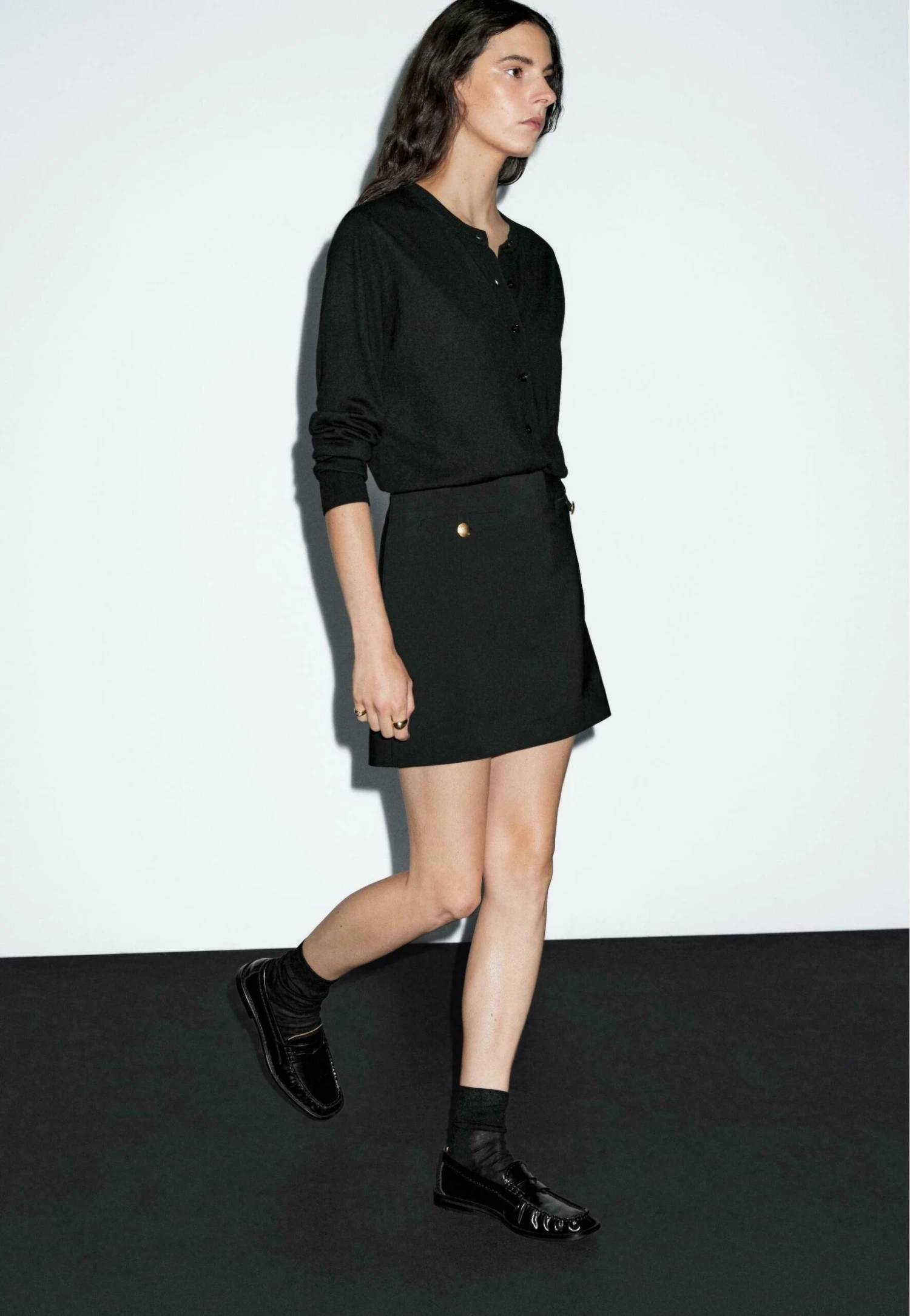 Massimo Dutti BUTTON-UP MINI - Mini Skirt - Black 7 Massimo Dutti BUTTON-UP MINI - Mini Skirt - Black - Image 5