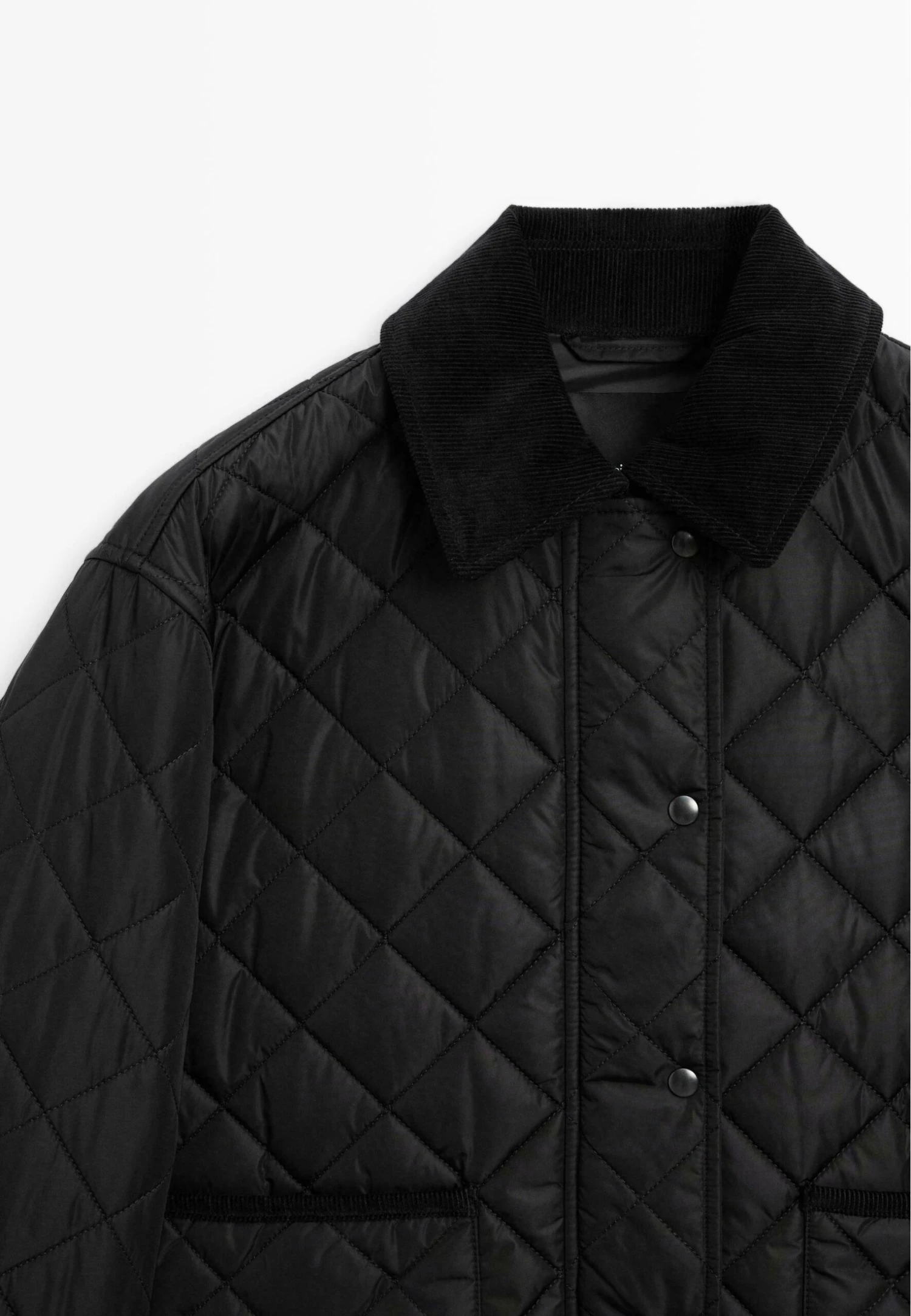 Massimo Dutti SHORT LIGHTWEIGHT WATER-REPELLENT CORDUROY PUFFER - Light Jacket - Black 7 Massimo Dutti SHORT LIGHTWEIGHT WATER-REPELLENT CORDUROY PUFFER - Light Jacket - Black - Image 5