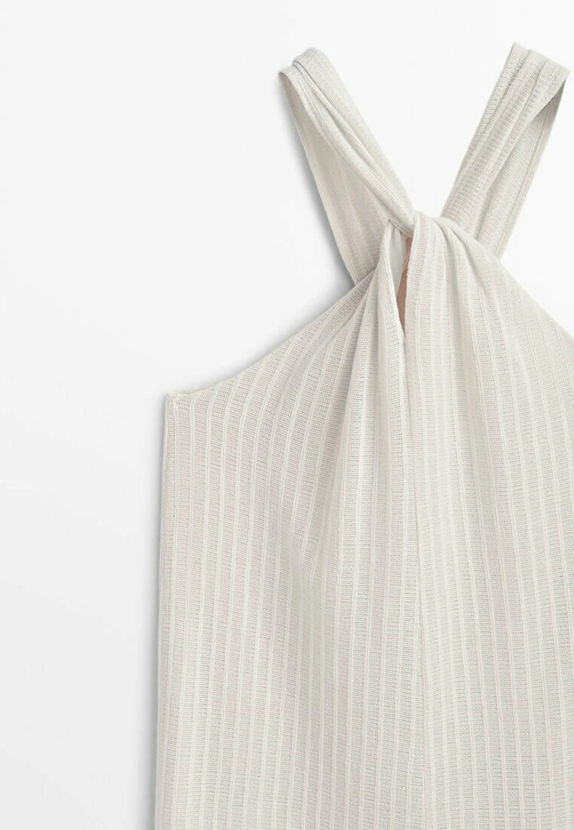 Massimo Dutti Textured With Crossover Strap - Day Dress - Beige 11 Massimo Dutti Textured With Crossover Strap - Day Dress - Beige - Image 9