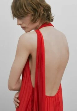 Massimo Dutti Studio-Pleated - Maxi Dress - Red -Massimo Dutti Shop 425494e10ddb4af3ae48f088eacc7a58