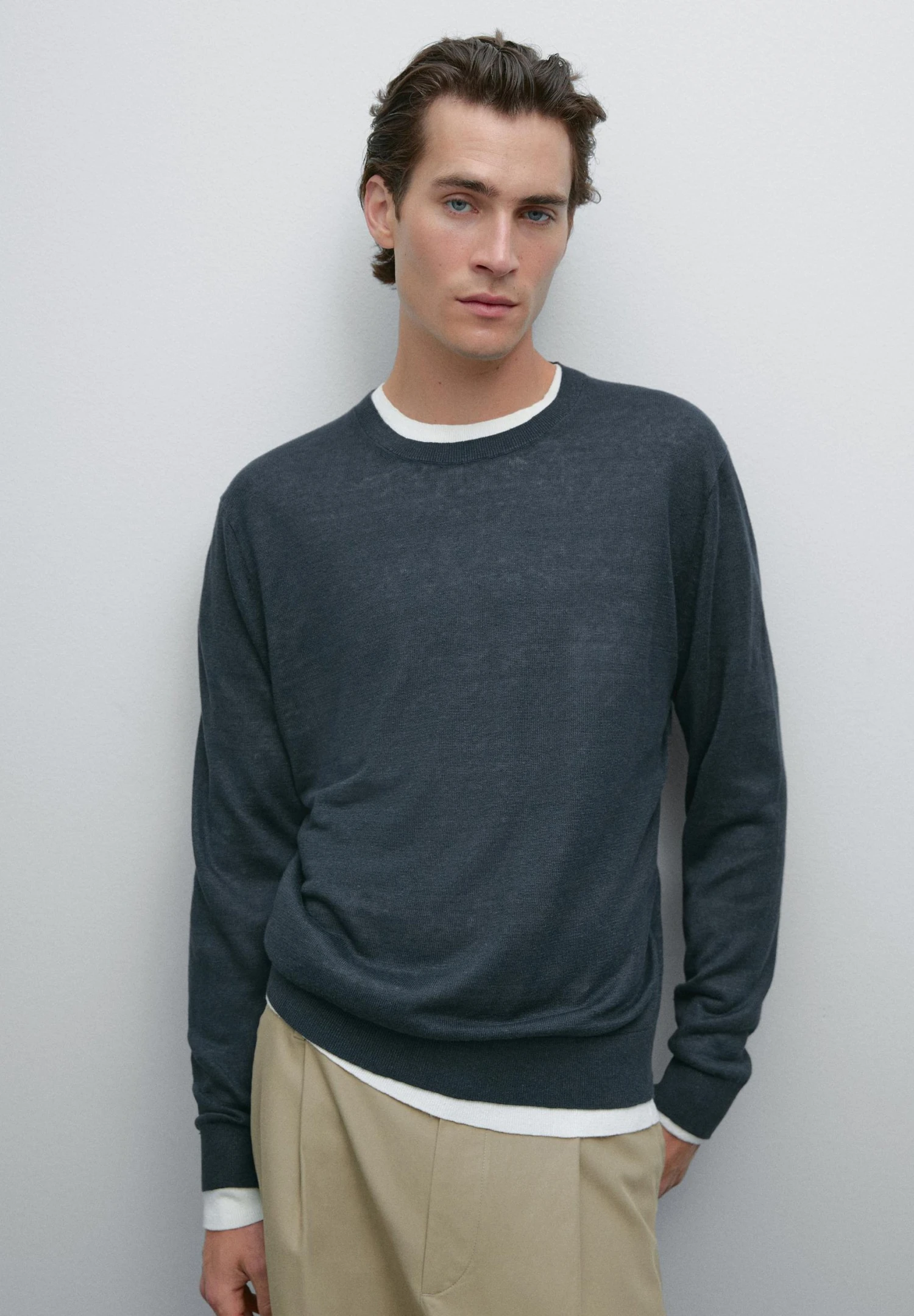 Massimo Dutti FINE CREW NECK WITH LONG SLEEVE - Jumper - Dark Blue 3 Massimo Dutti FINE CREW NECK WITH LONG SLEEVE - Jumper - Dark Blue