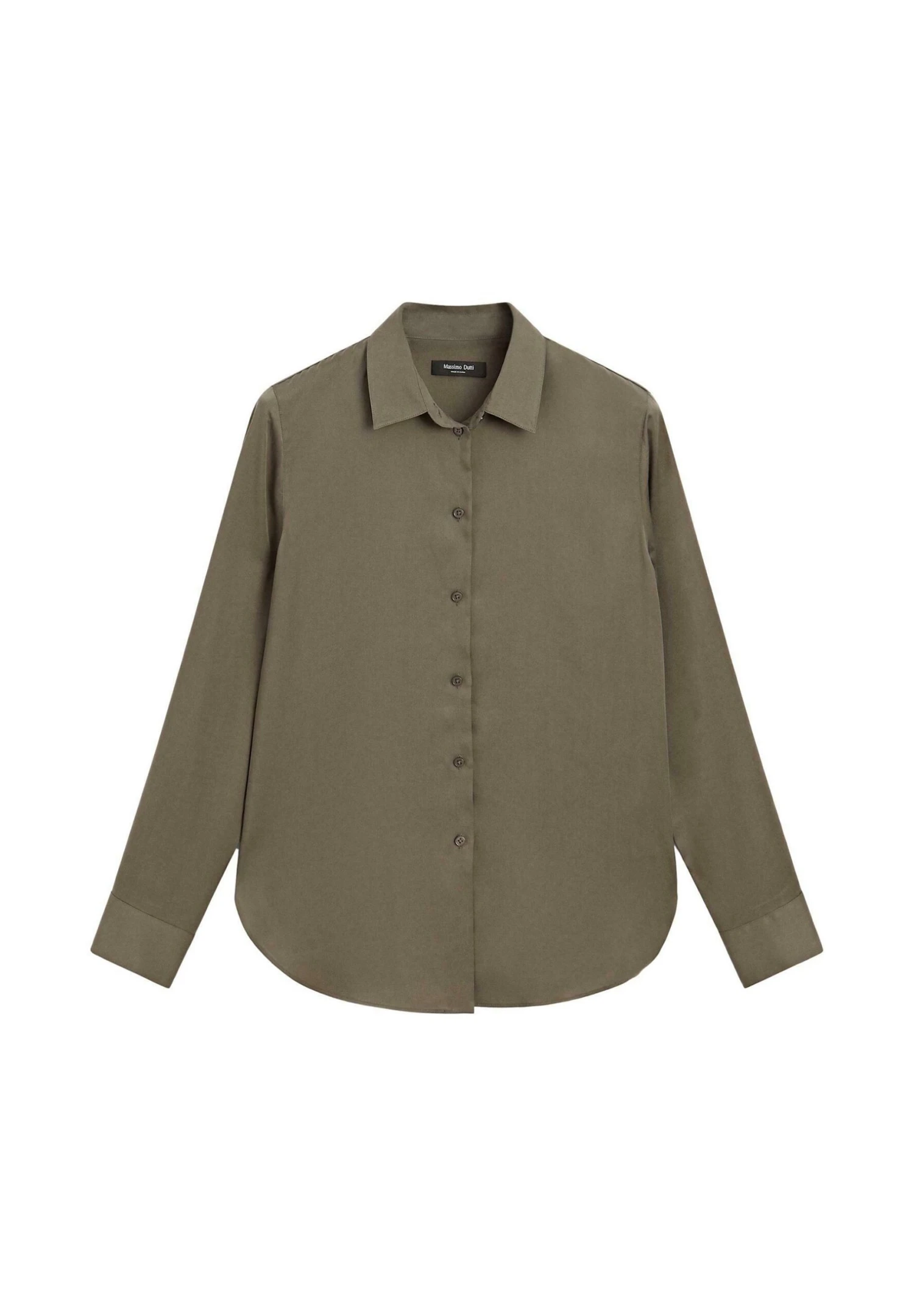 Massimo Dutti FLOWING LONG SLEEVE - Button-down Blouse - Khaki 8 Massimo Dutti FLOWING LONG SLEEVE - Button-down Blouse - Khaki - Image 6