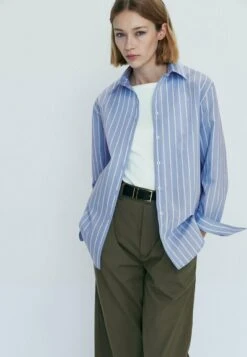 Massimo Dutti With Double Stripe- Button-Down Blouse - Blue