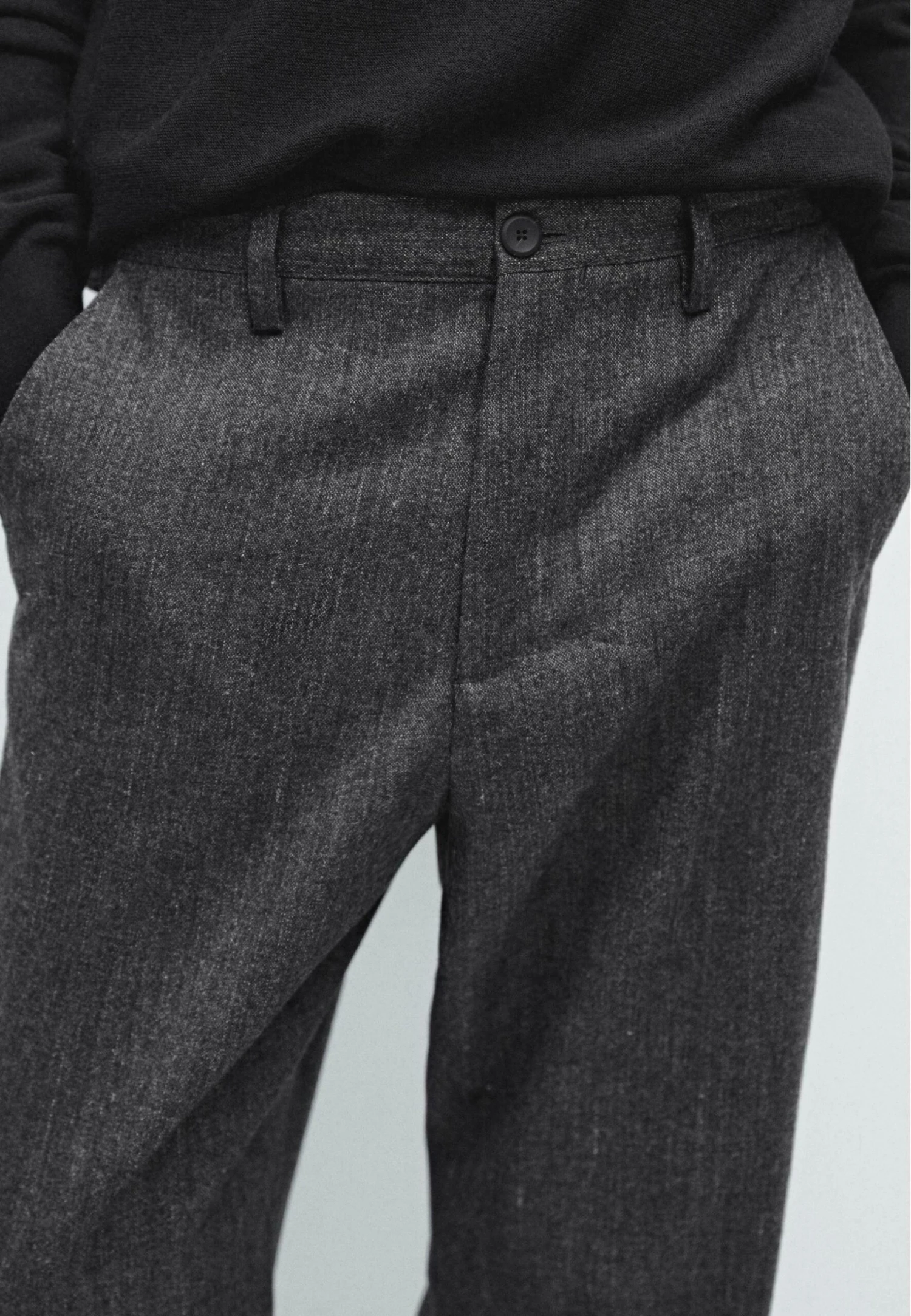 Massimo Dutti STRAIGHT-LEG - Trousers - Dark Grey 6 Massimo Dutti STRAIGHT-LEG - Trousers - Dark Grey - Image 4