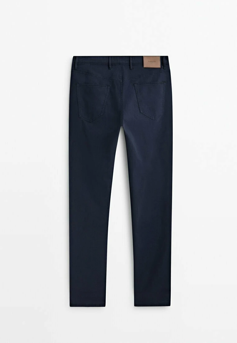 Massimo Dutti Slim Fit Textured Effect - Trousers - Blue 9 Massimo Dutti Slim Fit Textured Effect - Trousers - Blue - Image 7