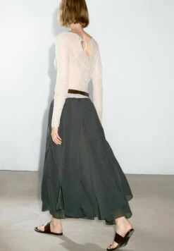 Massimo Dutti LONG FLOWING WITH RUFFLES - Maxi Skirt - Green -Massimo Dutti Shop 439f477c8ddb43ab95423410e84d0c00