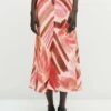 Massimo Dutti Watercolour Print Midi - A-Line Skirt
