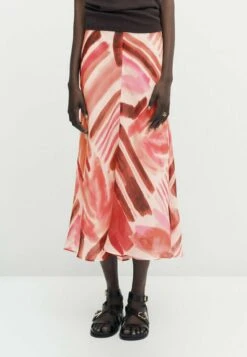 Massimo Dutti Watercolour Print Midi - A-Line Skirt