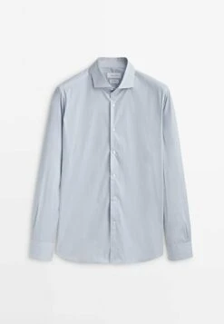 Massimo Dutti Pinstriped Easy Iron- Formal Shirt - Blue -Massimo Dutti Shop 43b80013bd994b5b9385a10a59b85043