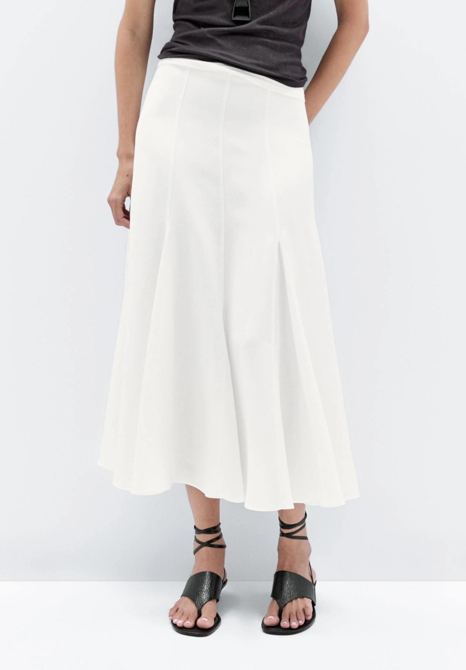 Massimo Dutti GODET MIDI WITH SEAM DETAILS - A-line Skirt - White 3 Massimo Dutti GODET MIDI WITH SEAM DETAILS - A-line Skirt - White