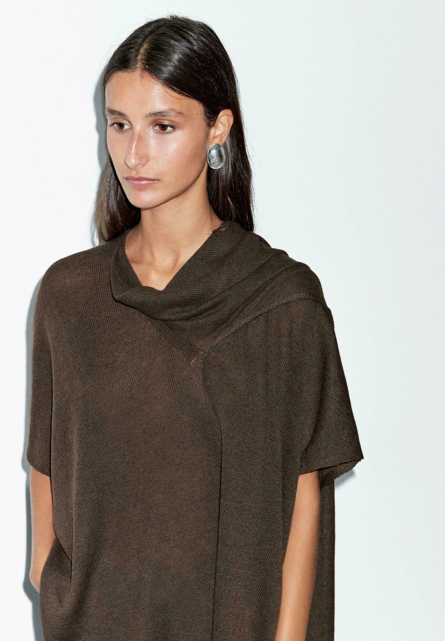 Massimo Dutti CAPE WITH SCARF - Cape - Mottled Dark Brown 6 Massimo Dutti CAPE WITH SCARF - Cape - Mottled Dark Brown - Image 4