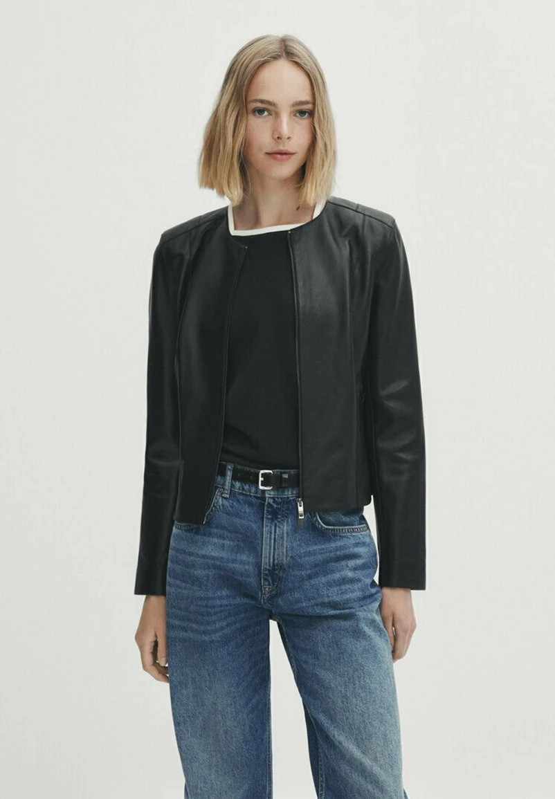 Massimo Dutti Leather Jacket - Black 3 Massimo Dutti Leather Jacket - Black