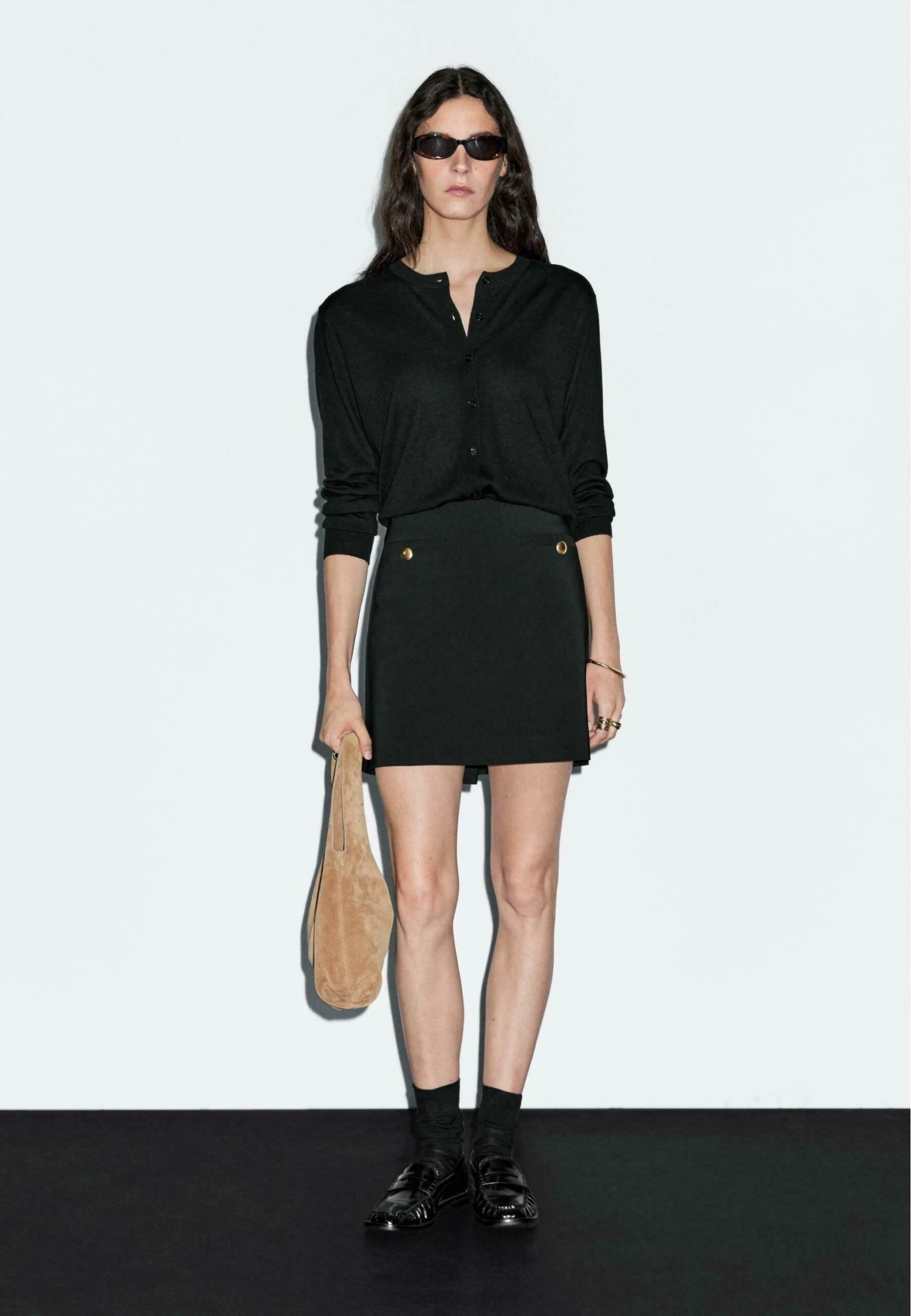 Massimo Dutti BUTTON-UP MINI - Mini Skirt - Black 4 Massimo Dutti BUTTON-UP MINI - Mini Skirt - Black - Image 2