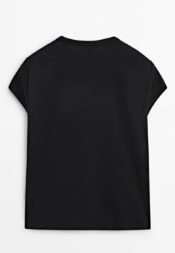 Massimo Dutti Mercerised - Basic T-Shirt - Black -Massimo Dutti Shop 44795b93dac74683a384a94d83ed6a1e