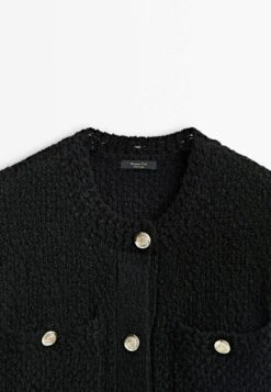 Massimo Dutti Textured With Pockets - Cardigan - Black -Massimo Dutti Shop 44b2adc32fcb40ee9827f0dd3ab5b106