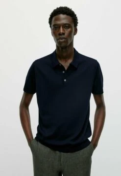 Massimo Dutti Kurzärmeliger - Polo Shirt - Dark Blue