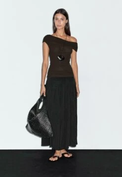 Massimo Dutti SLEEVELESS ASYMMETRIC NECKLINE - Top - Dark Brown -Massimo Dutti Shop 44f5ccd2994f4e2e8d1038ea35cd753d