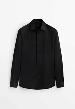 Massimo Dutti Stretch Slim-Fit - Formal Shirt - Black -Massimo Dutti Shop 44f8df01ba0d4db9be5d6d38ab4cc2da