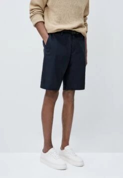 Massimo Dutti Micro-Twill Bermuda- Shorts - Blue Black Denim