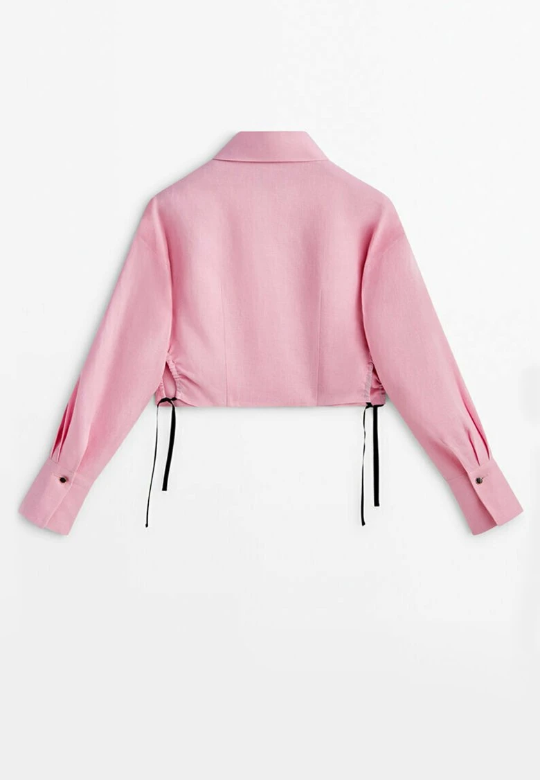Massimo Dutti Studio Cropped- Button-Down Blouse - Pink 6 Massimo Dutti Studio Cropped- Button-Down Blouse - Pink - Image 4
