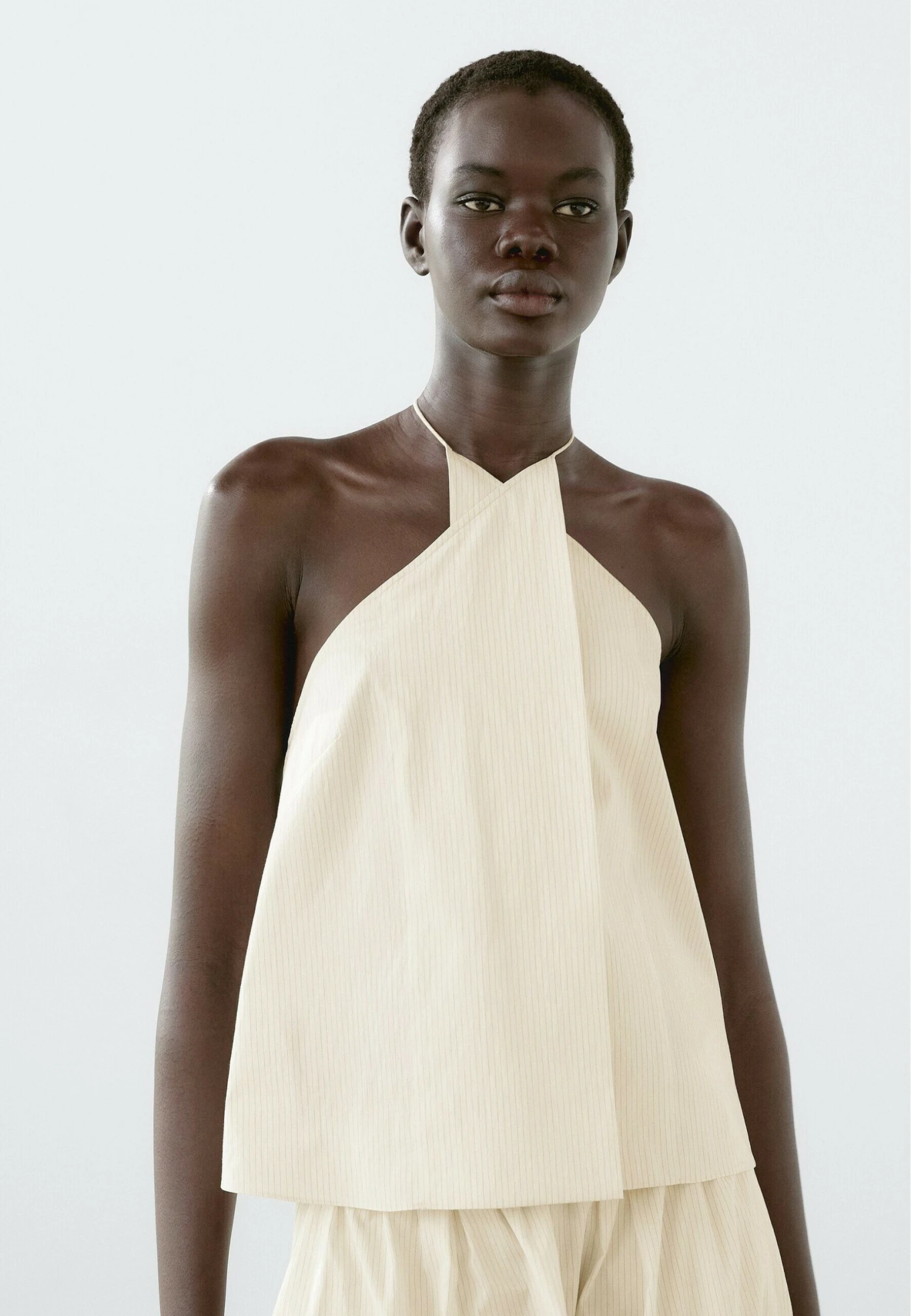 Massimo Dutti STRIPED HALTER NECK - Top - Beige 3 Massimo Dutti STRIPED HALTER NECK - Top - Beige