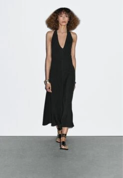 Massimo Dutti HALTER MIDI WITH LOW-CUT BACK - Cocktail Dress / Party Dress - Black