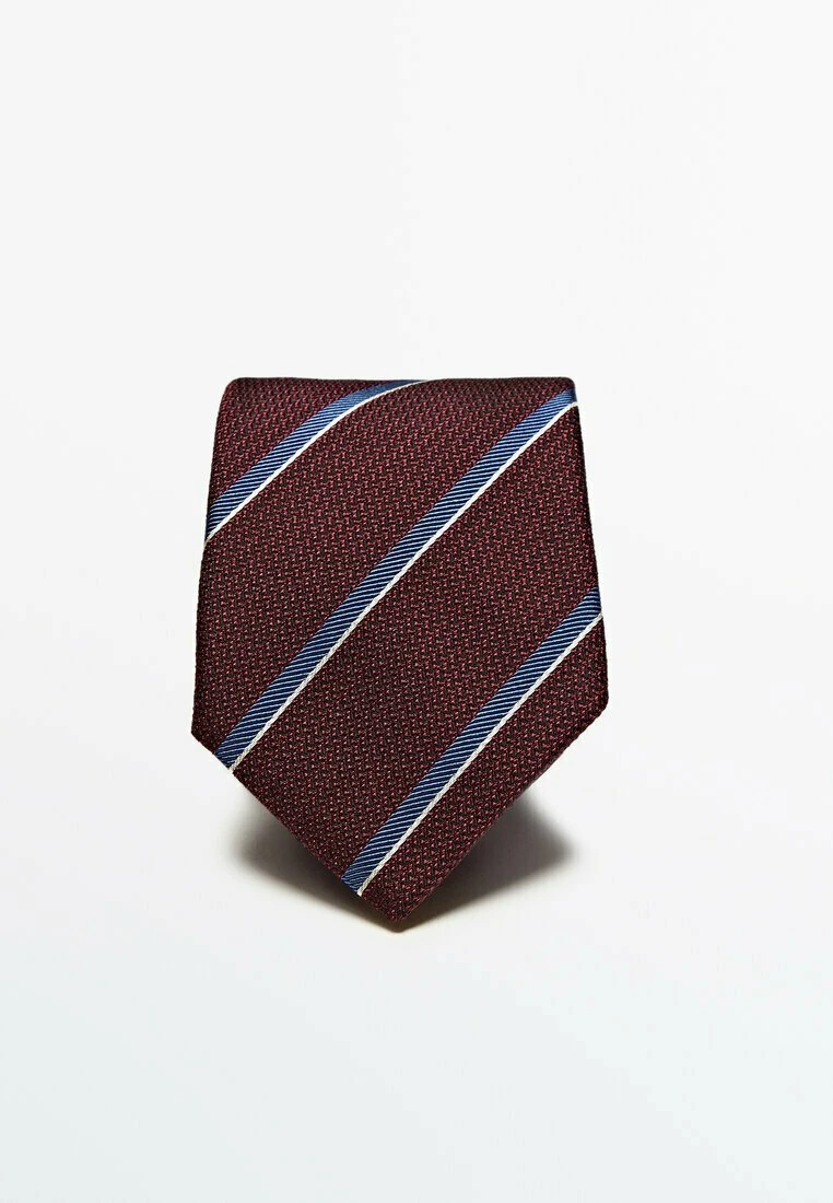 Massimo Dutti Blend Striped - Tie - Bordeaux 6 Massimo Dutti Blend Striped - Tie - Bordeaux - Image 4