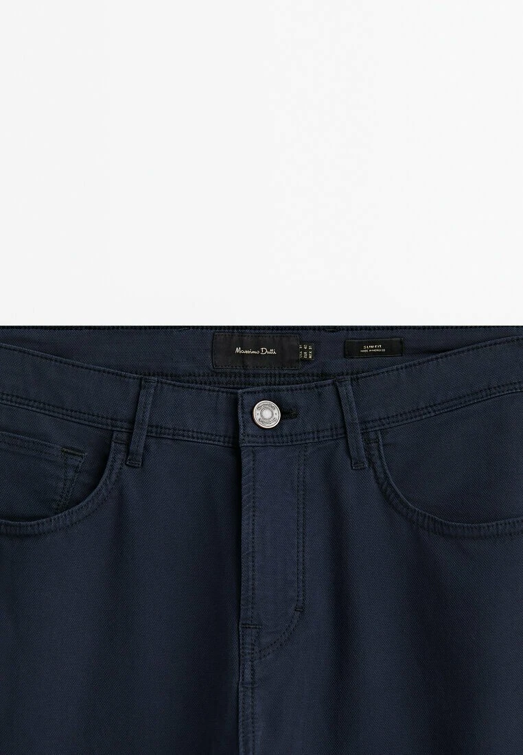 Massimo Dutti Slim Fit Textured Effect - Trousers - Blue 12 Massimo Dutti Slim Fit Textured Effect - Trousers - Blue - Image 10