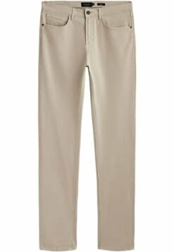 Massimo Dutti Tapered Fit Textured - Trousers - Beige