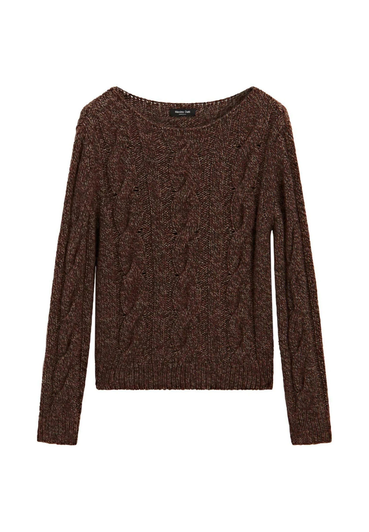 Massimo Dutti CABLE-KNIT WITH BOAT NECK - Jumper - Mottled Brown 5 Massimo Dutti CABLE-KNIT WITH BOAT NECK - Jumper - Mottled Brown - Image 3