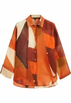 Massimo Dutti With Geometric Print - Button-Down Blouse - Orange -Massimo Dutti Shop 475835c9a50647bc972ec8afff01dacd