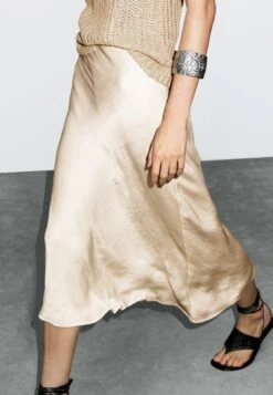 Massimo Dutti FLOWING SATIN MIDI - A-line Skirt - Beige -Massimo Dutti Shop 47d98a81a1b1416da5728ac28bd21224