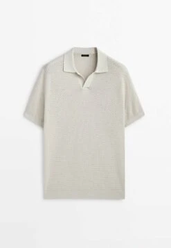 Massimo Dutti Textured Short Sleeve - Polo Shirt - Beige -Massimo Dutti Shop 4818c8c824894a04af9a71b3cc73130e