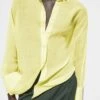 Massimo Dutti Batwing Sleeve- Button-Down Blouse - Yellow