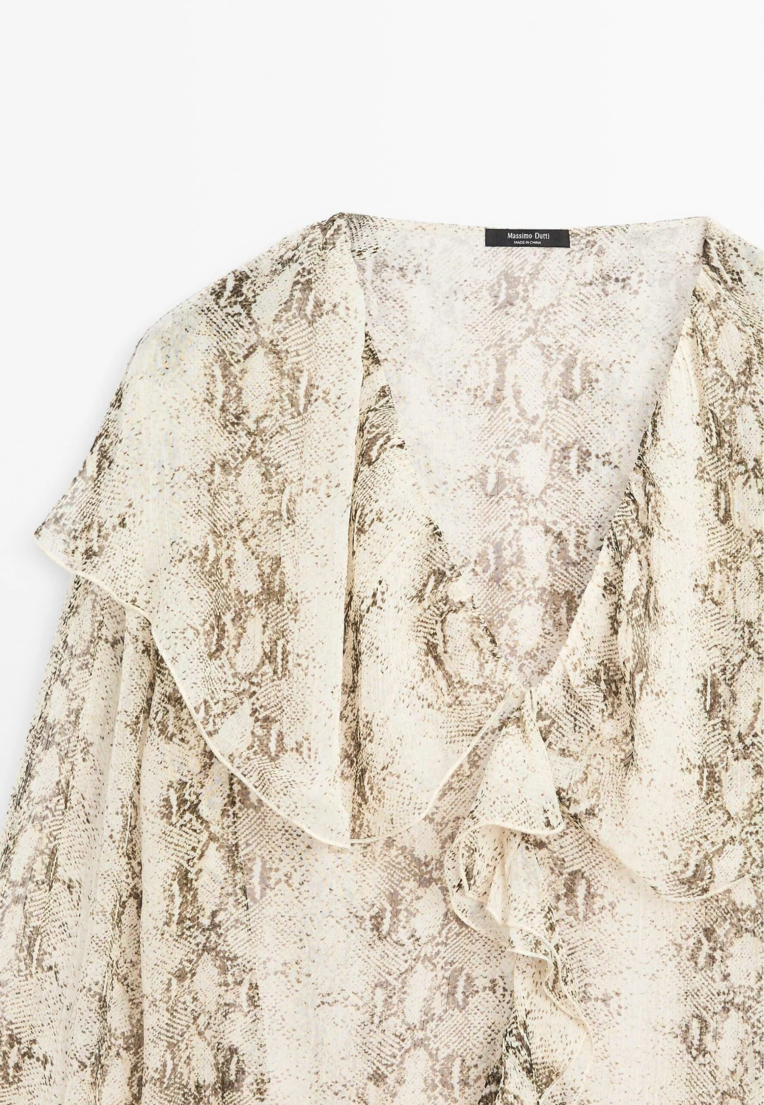 Massimo Dutti SNAKESKIN PRINT GARMENT WITH RUFFLES - Blouse - Beige 10 Massimo Dutti SNAKESKIN PRINT GARMENT WITH RUFFLES - Blouse - Beige - Image 8