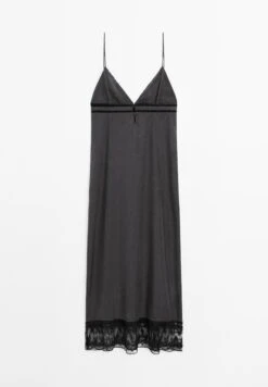 Massimo Dutti STRAPPY MIDI WITH LACE DETAIL - Cocktail Dress / Party Dress - Grey -Massimo Dutti Shop 487001e50cb3470f869b5c73109a1348