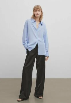 Massimo Dutti Studio Flowing With Rhinestone Detail 09407954 - Button-Down Blouse - Light Blue -Massimo Dutti Shop 48a3cc64208f4399a858ff6c4b987e46