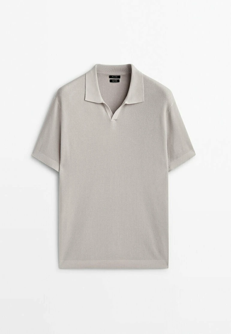 Massimo Dutti Vertical-Textured Micro - Polo Shirt - Beige 13 Massimo Dutti Vertical-Textured Micro - Polo Shirt - Beige - Image 11