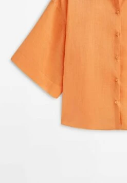 Massimo Dutti Short Sleeve - Button-Down Blouse - Orange -Massimo Dutti Shop 48b0c3e172fb444fae71f9aae10f6ac6
