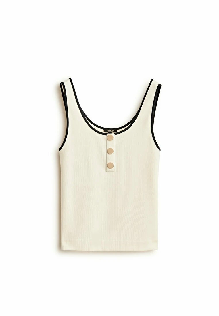 Massimo Dutti Contrast With Straps And Buttons- Top - Beige 3 Massimo Dutti Contrast With Straps And Buttons- Top - Beige