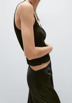 Massimo Dutti FLOWING SATIN MIDI - Maxi Skirt - Black -Massimo Dutti Shop 491fce0ea8c345c198dfe0b34a7a23ec