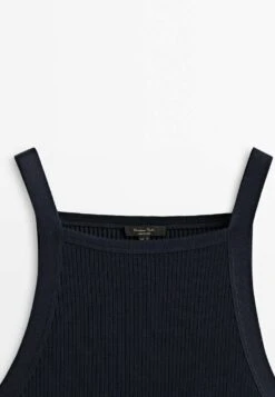 Massimo Dutti With Square Neckline - Top - Dark Blue -Massimo Dutti Shop 49545e2c7bb744e48a7fb191ca9940a4