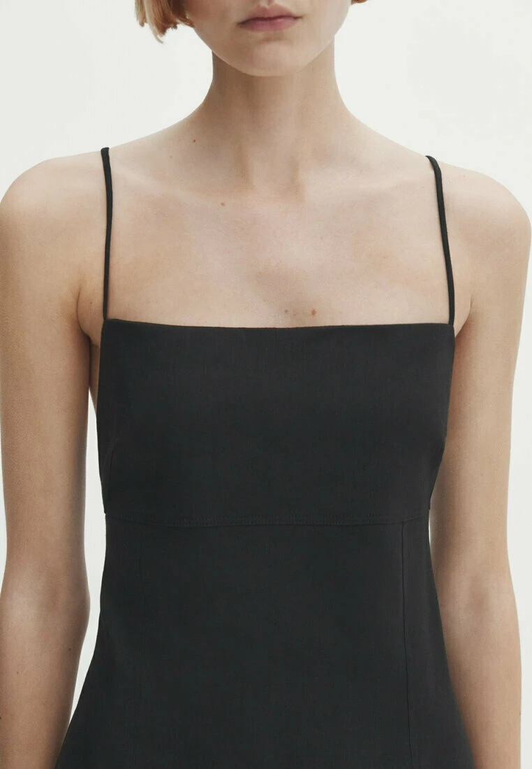 Massimo Dutti Blend Midi With Straps At The Back - Day Dress - Black 6 Massimo Dutti Blend Midi With Straps At The Back - Day Dress - Black - Image 4