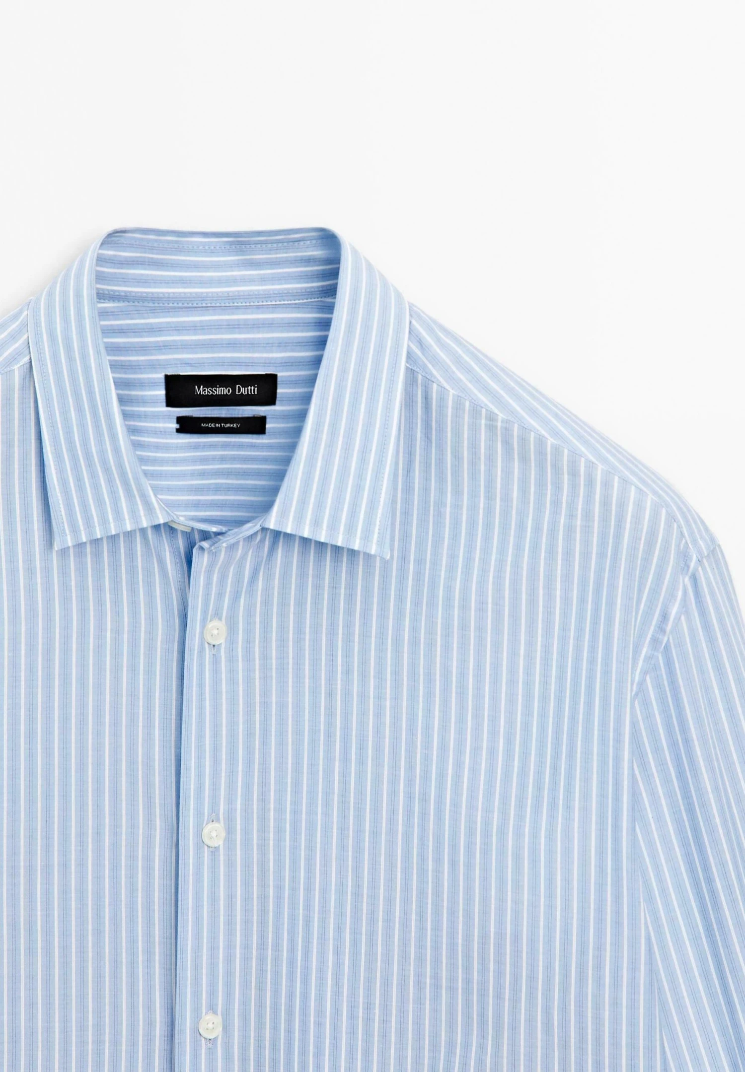 Massimo Dutti REGULAR FIT GARMENT WITH STRIPED DETAIL - Shirt - Blue 11 Massimo Dutti REGULAR FIT GARMENT WITH STRIPED DETAIL - Shirt - Blue - Image 9