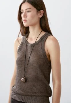 Massimo Dutti V-NECK - Top - Mottled Dark Green -Massimo Dutti Shop 4a90c5d5845d427aba45ae42260f2b15