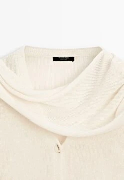 Massimo Dutti BUTTONED V-NECK WITH SCARF - Cardigan - Beige -Massimo Dutti Shop 4b0088eb6f0840c4aa65fedd8c5b3b01