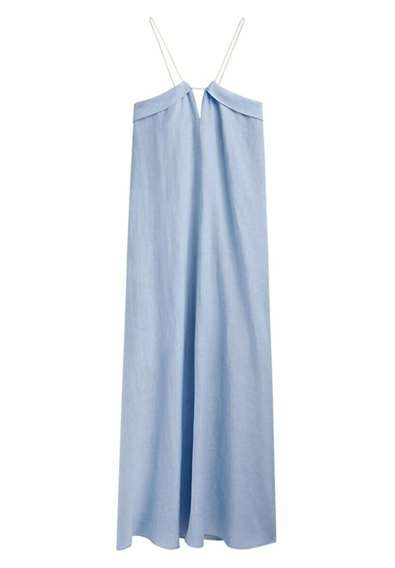 Massimo Dutti Long With Neckline And Cord Straps- Day Dress - Light Blue 4 Massimo Dutti Long With Neckline And Cord Straps- Day Dress - Light Blue - Image 2